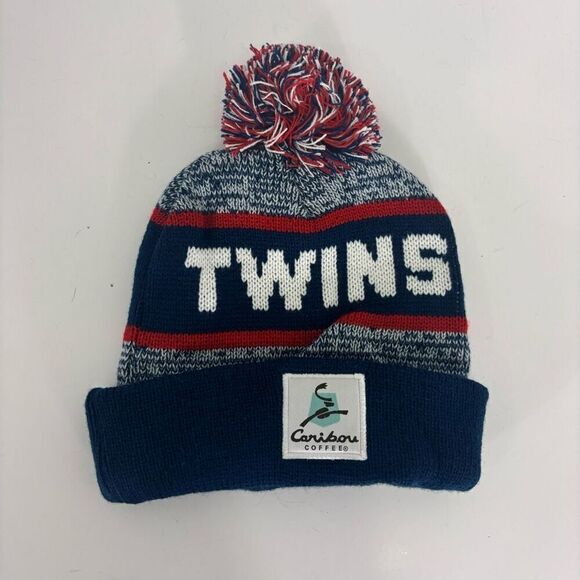 MLB Minnesota Twins Baseball Navy Blue Pom Pom Winter Hat - Picture 2 of 2